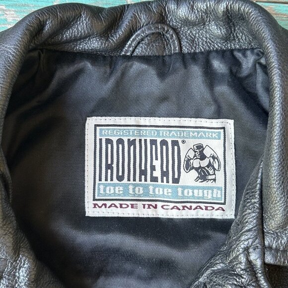 Ironhead Jacket Motorcycle Leather Black Button-Up Pockets Women's Size XS VTG - Picture 11 of 13